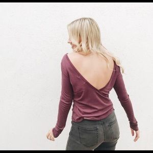 Long sleeve, deep V back t shirt. Brand new!